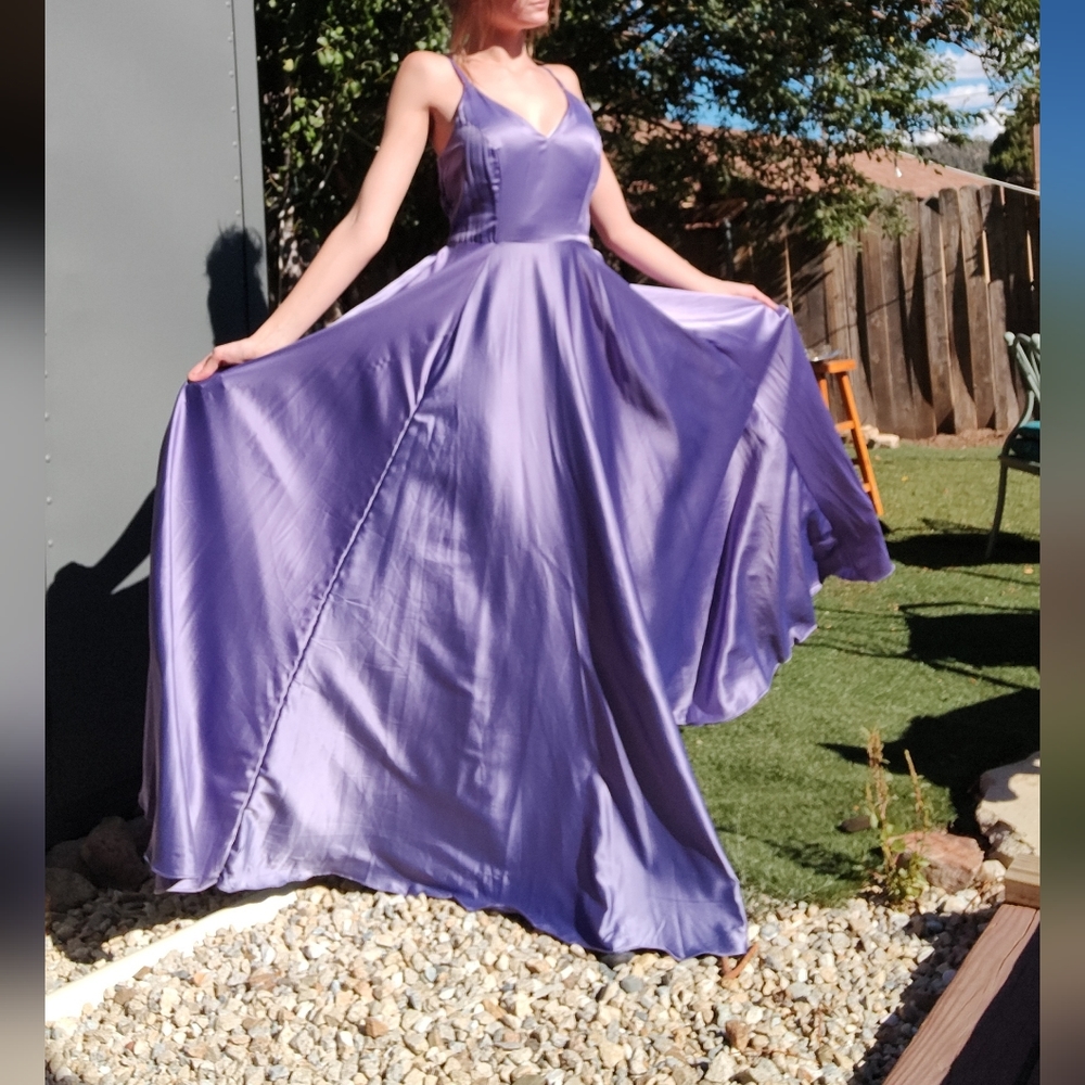 Purple silk prom dress
